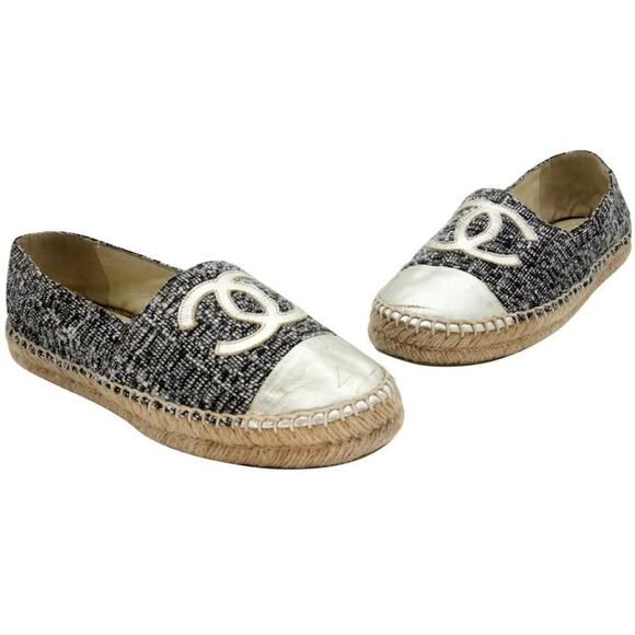 Chanel Metallic Tweed Espadrilles 40 Monogram 2018 Cc Flats CC-S0207P-C024 - Picture 2 of 12